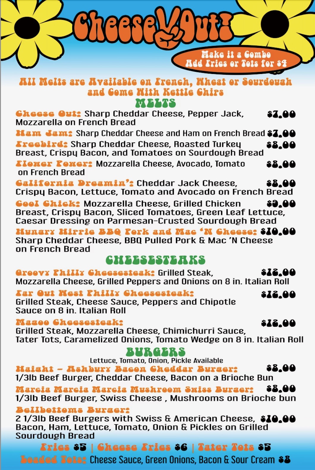 cheese out menu